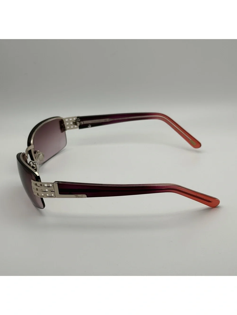 Fossil Women's Rimless Sunglasses with Purple Gradient Lenses and Ombre Arms